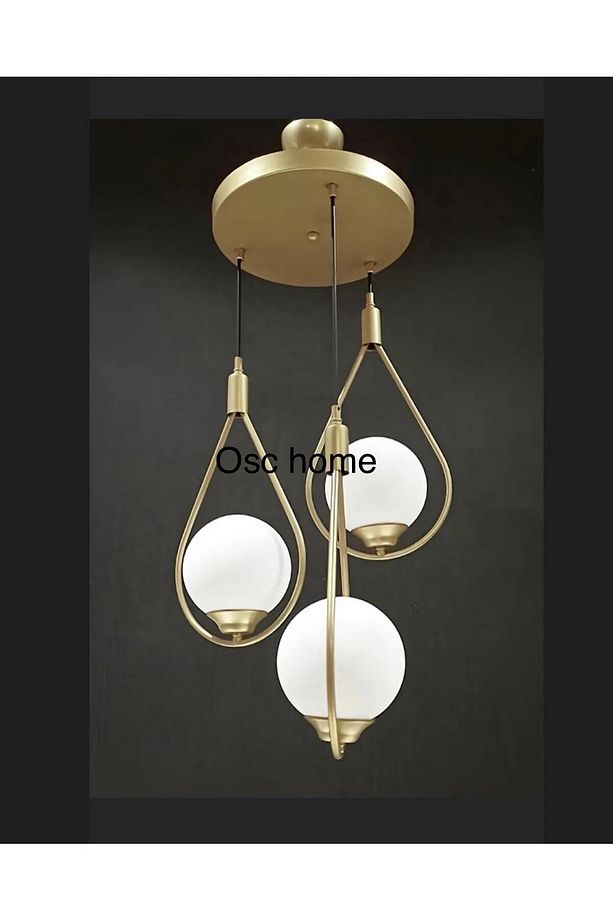 Damla 3lü Eskitme Boyalı Avize - 2