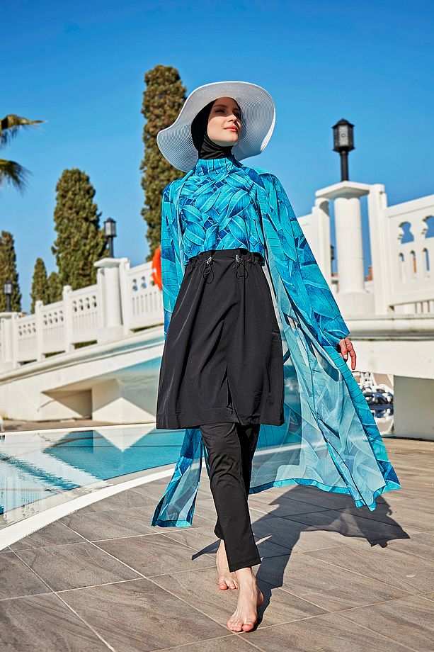 Remsa Tesettür Mayo Üzerine Tek Kaftan Kimono Pareo RP014 Berrin - 6