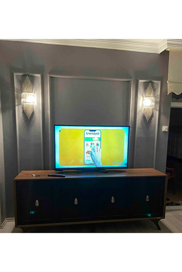 Krom Rengi Aplik Duvar Lambası Salon Koridor Otel Restoran Dekoratif Aplik - 3