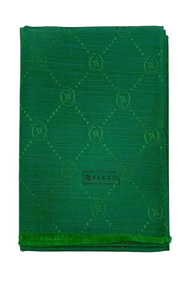 Cotton Silk Shawl - Monogram - Emerald