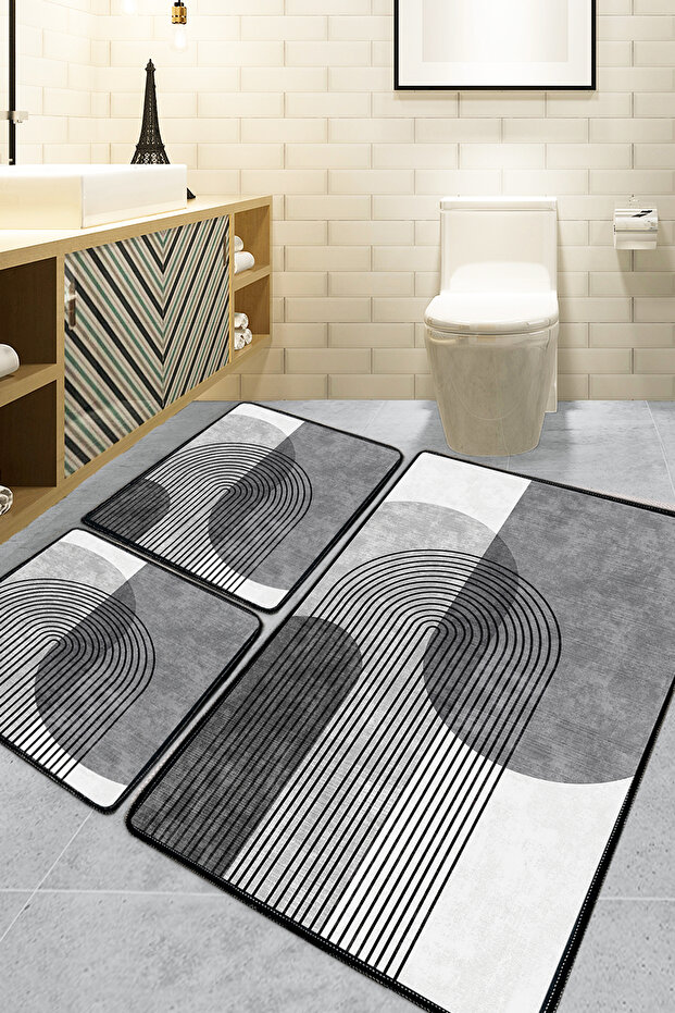 Lenia Gray Set of 3 Bath Mats