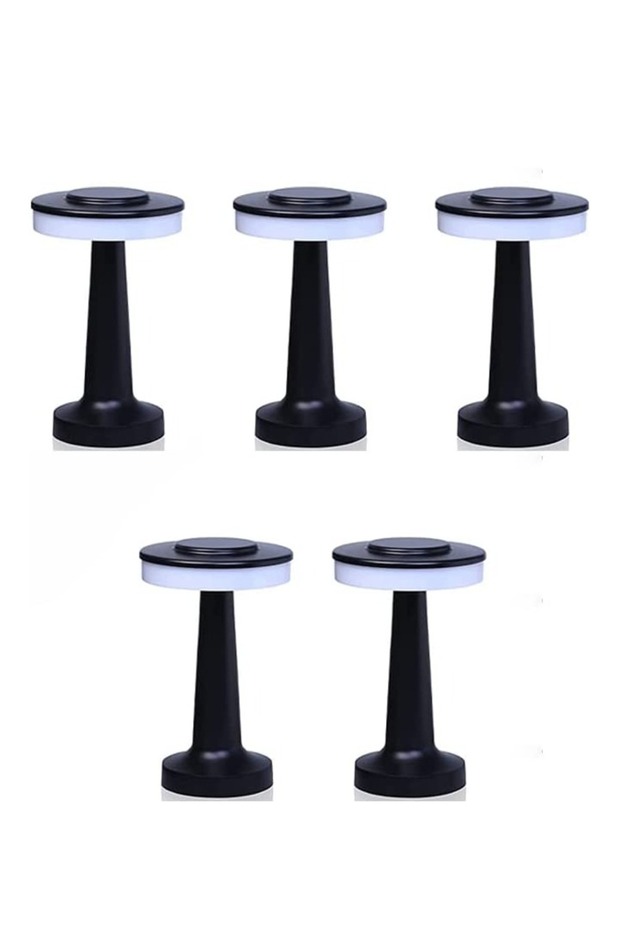 5-Pieces Portable LED Table Lamp with Touch Sensor 1000mAh Thin corner Black - 1