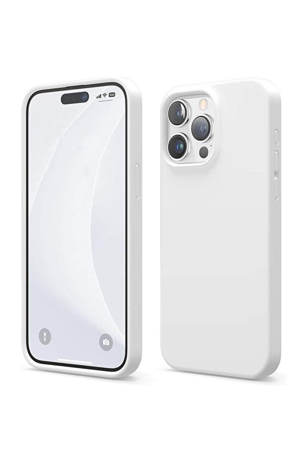 Apple iPhone 12 Promax Compatible Velvet Inside Logo Launch Silicone Case Cover White