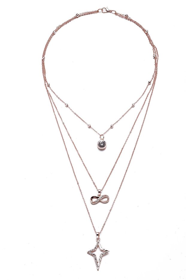 Sonsuzluk Detaylı Üçlü Kolye - 2