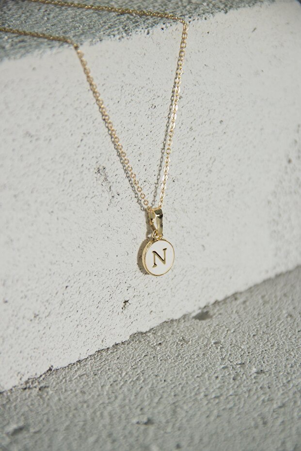 Gold Mineli N Harfi Kolye (45CM) - 3