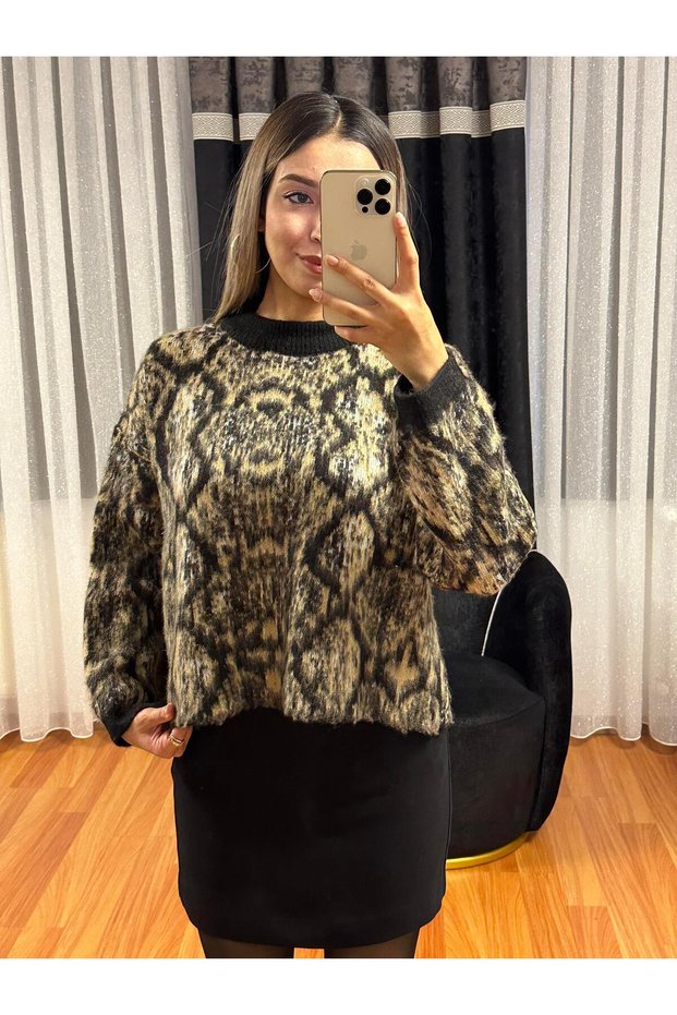 Ethnic Pattern Crew Neck Sweater