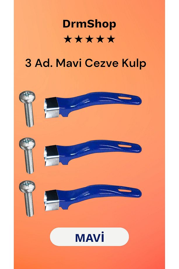 Üniversal Cezve Sapı  Renkli Cezve Kulbu 3 adet - 1