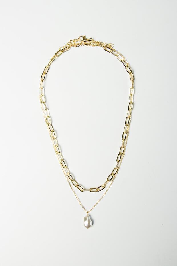 قلادة سلسلة ذهبية مزدوجة - 2