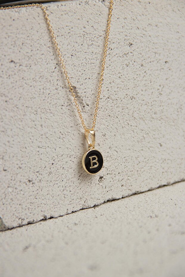 Gold Enamel Letter Necklace