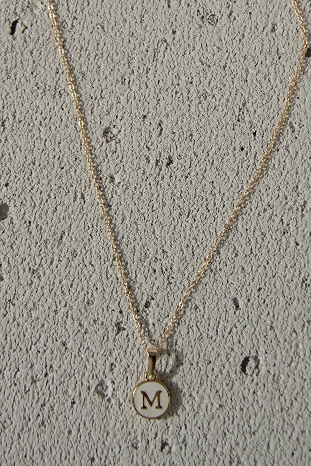 Gold Mineli Harf Kolye - 2