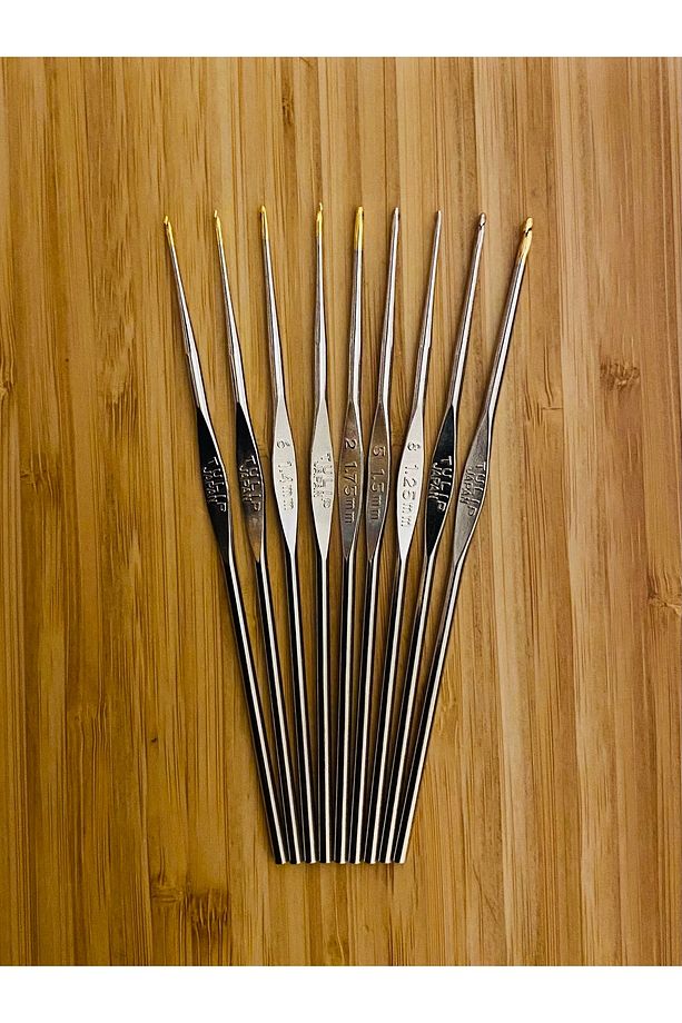 Metal Oya, Dantel ve Örgü Tığ Seti. 12cm. No: 0-2-3-5-6-8-9-10-11. 9 Adet. - 1
