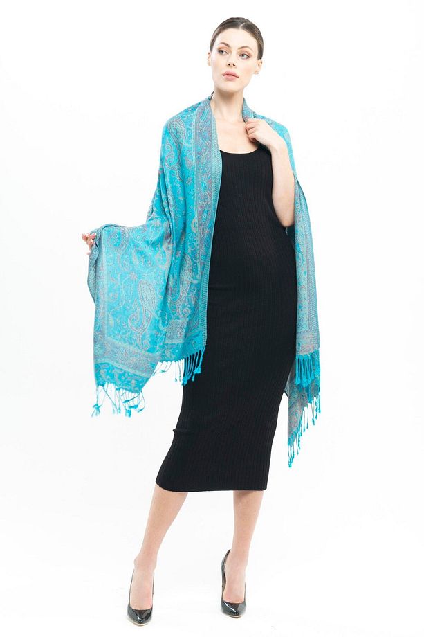 Pashmina Kaşmir Şal | Çivit Mavisi | %100 Kaşmir Yünü | 70x180 Cm - 4