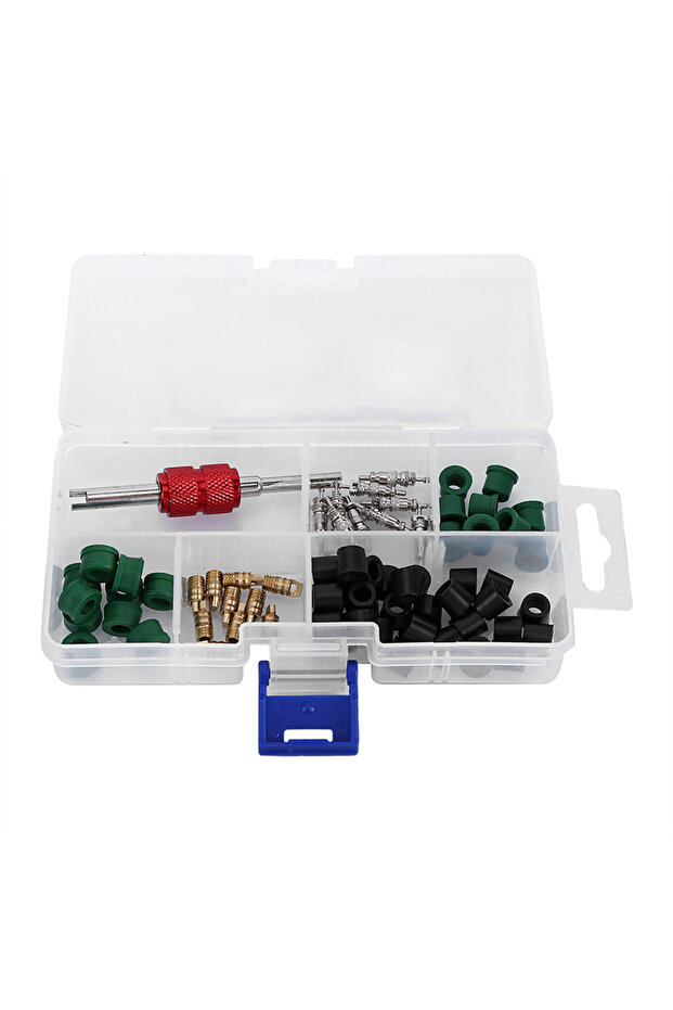1set 71pcs Air Condition Repair Kit Repair Tool 10pcs Valve Cores 50pcs Hose Gaskets 10pc Valves