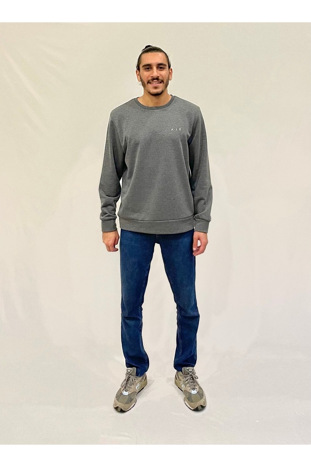 Men's Crew Neck Comfortable Fit 3 Thread Thick Ar Embroidered Sweatshirt Spr24Sw33