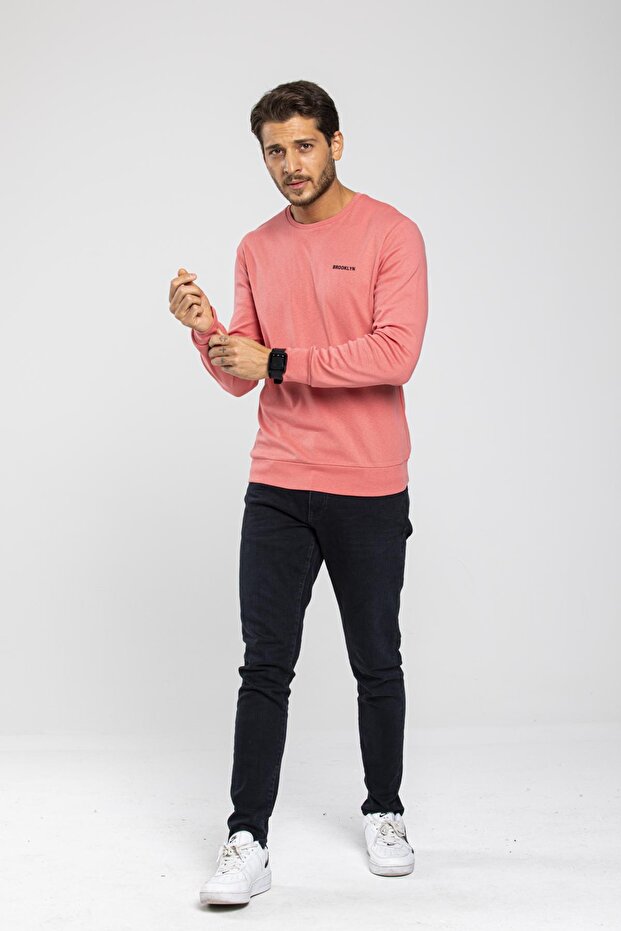 Süperlife Crew Neck Long Sleeve Tight Fit Thin Men's Sweatshirt Spr2019K18