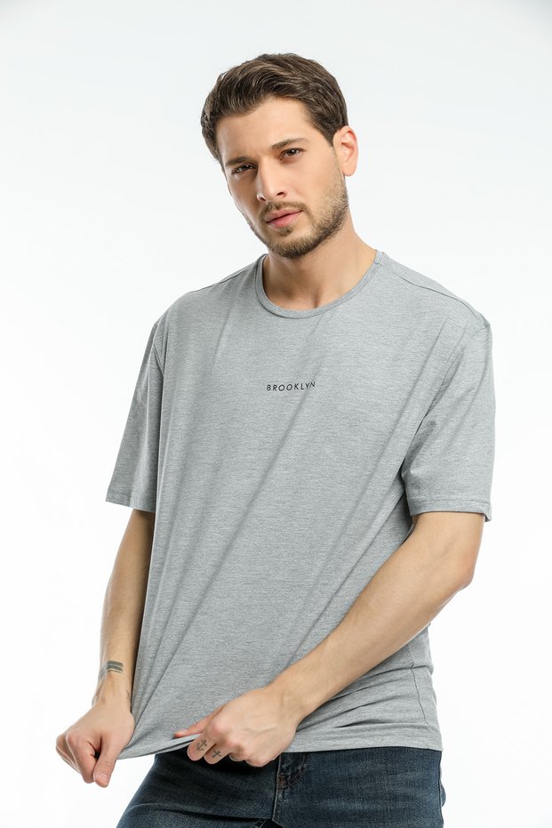 Men's Crew Neck Oversize Fit Brooklyn Printed T-Shirt Spr21y27