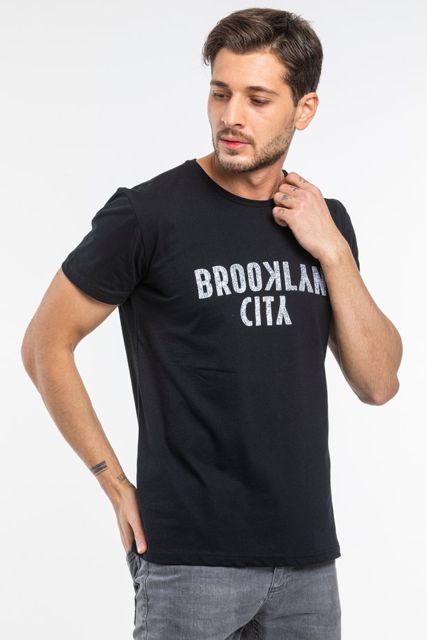 Men's Crew Neck Brooklyn City Printed T-Shirt Spr 253