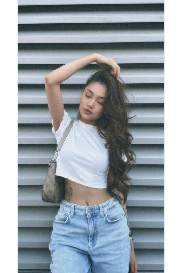 KISA KOLLU BASIC CROP TİŞÖRT BEYAZ - 1