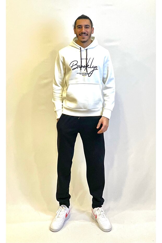 Men's Hooded Comfortable In-mold Fleece 3 thread Hand Written Brooklyn Printed SweatShirt spr24sw16