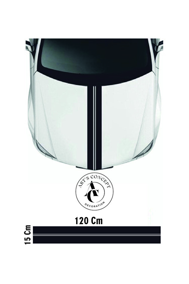 Double Strip Car Hood Sticker - Auto Sticker - 120x15cm