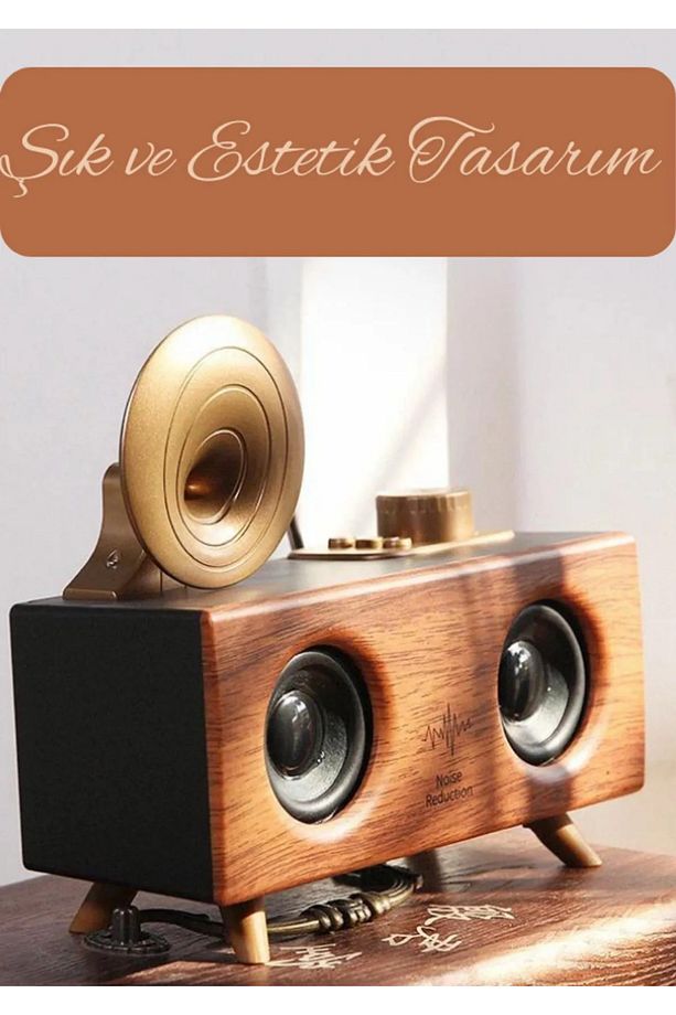 B6 Gramafon Radyo Müzik Apollo 3d Ses Teknolojisi Yüksek Ses Kalitesi Nostaljik USB TF Kart Aux - 1