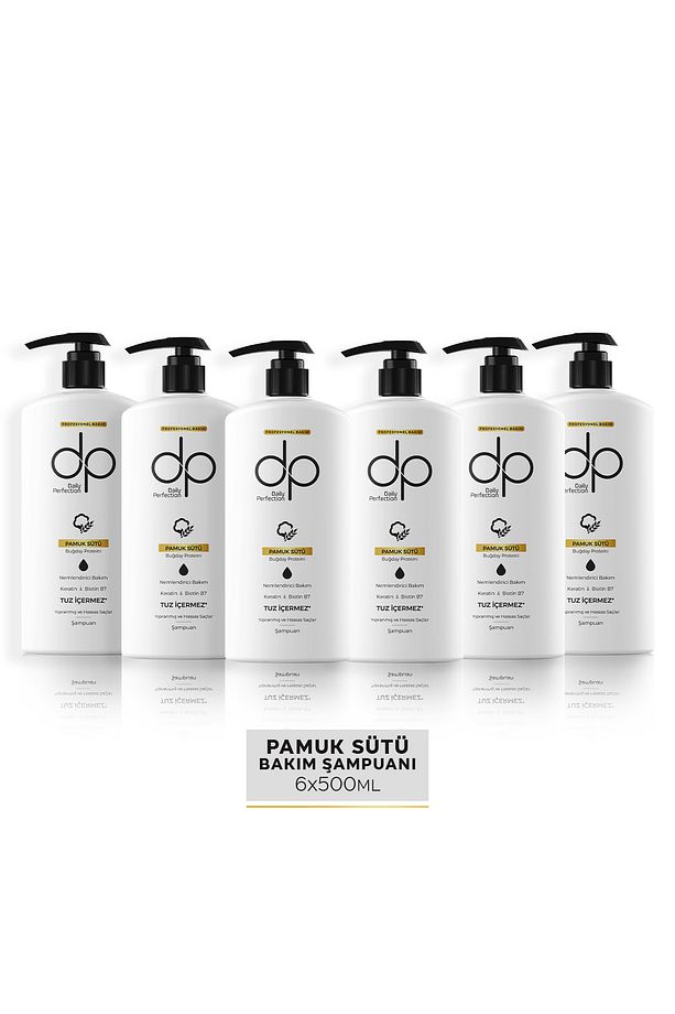 dp Daily PerfectionTuzsuz Şampuan Pamuk Sütü Ve Buğday Protein 6 Adet 500 ml - 1