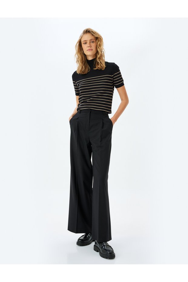 High Waist Palazzo Trousers with Pockets