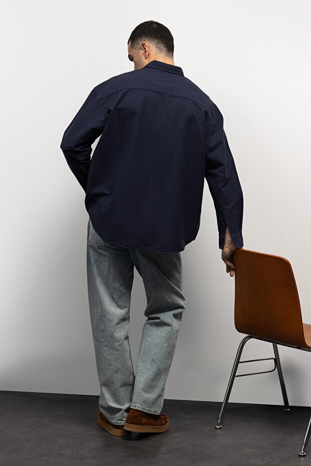 Basic Oxford Gömlek - Lacivert - 3