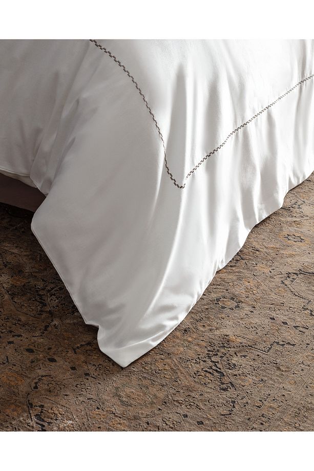 Laila King Size %100 Pamuk Nakışlı Saten Nevresim Takımı - Beyaz - 7
