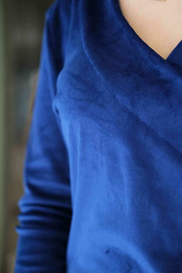 KADIN FRANSIZ KADİFE KRUVAZE ELBİSE - 1