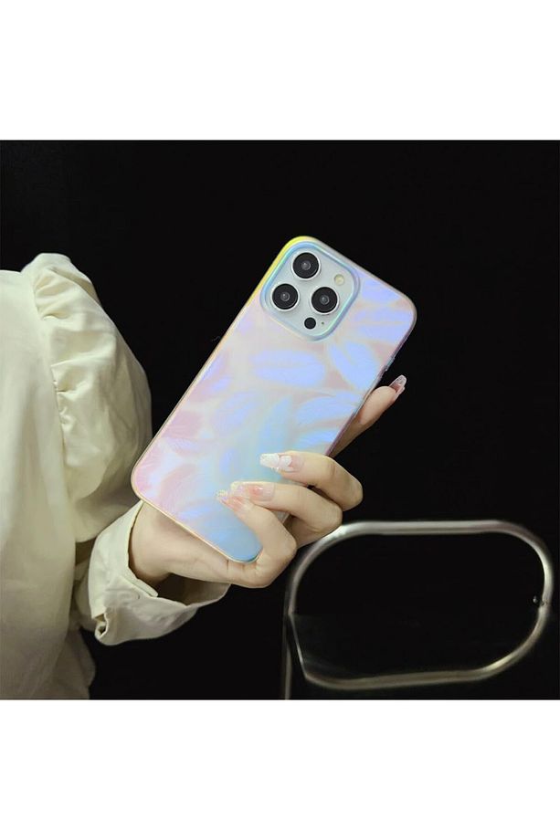 Iphone 14 Pro Max Kılıf Yaprak Hologram Her Açıda Renk Geçişli Parlak Arkası Mat Lüks Kapak - 2