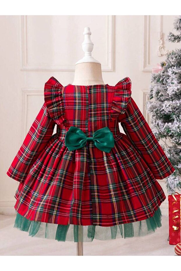 Kız Çocuk Ekose Desenli Elbise yılbaşı parti - 2