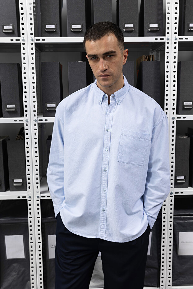 Basic Oxford Gömlek - Açık Mavi - 1