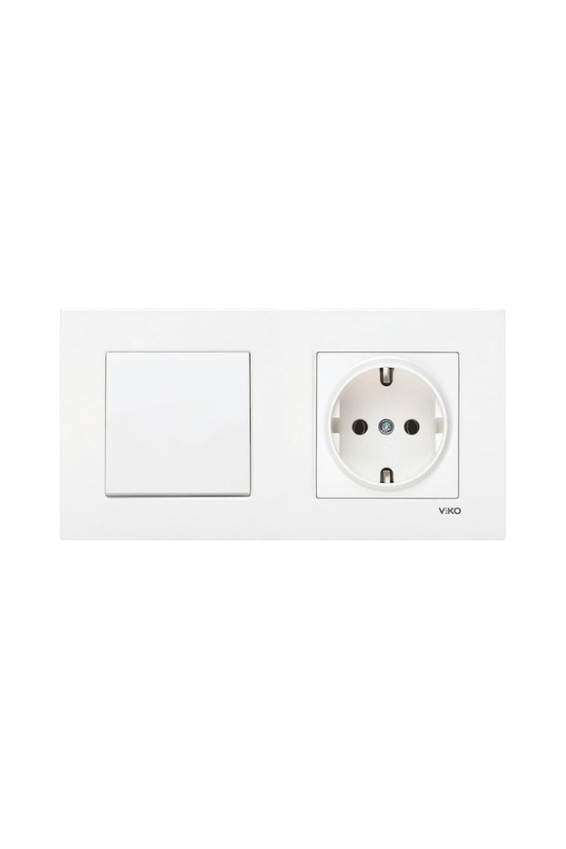 Viko Karre White 1 Switch + 1 Grounded Socket + 1 Double Frame