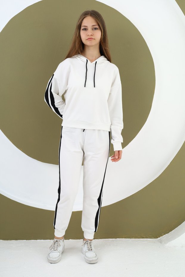 Girl's 100% Cotton Hooded Bottom & Top Tracksuit Set