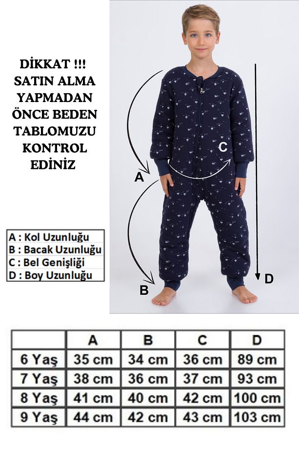 Erkek Çocuk Uyku Tulumu 6-9 Yaş Kalın Elyaf Dolgulu Premium Kalite 2.5 Tog - 2
