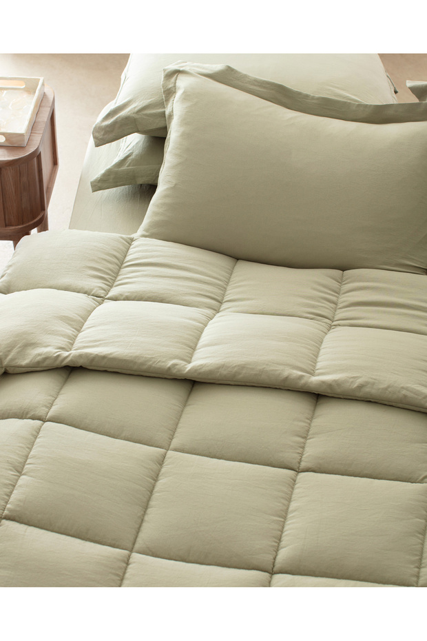 Mona Tek Kişilik Comforter Set - Haki - 6
