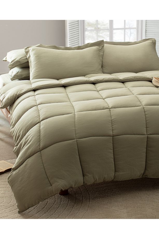 Mona Tek Kişilik Comforter Set - Haki - 2