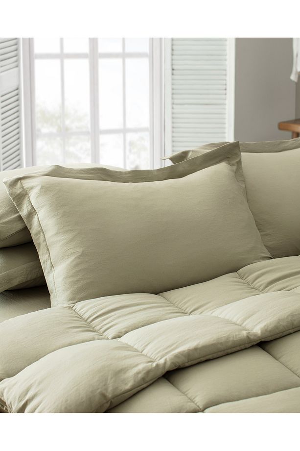 Mona Tek Kişilik Comforter Set - Haki - 4