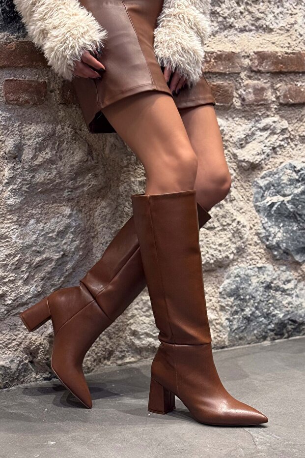 Damskie buty na obcasie Briar Brown Matte Pointed Toe - 8