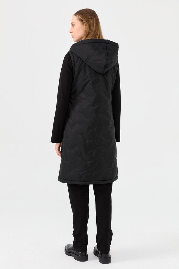Puffer Yelekli Taş İşlemeli Üçlü Takım  Siyah - 9