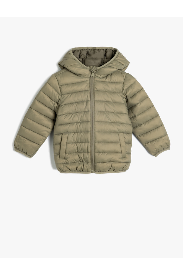 Puffer Jacket Hooded Pocket Zippered