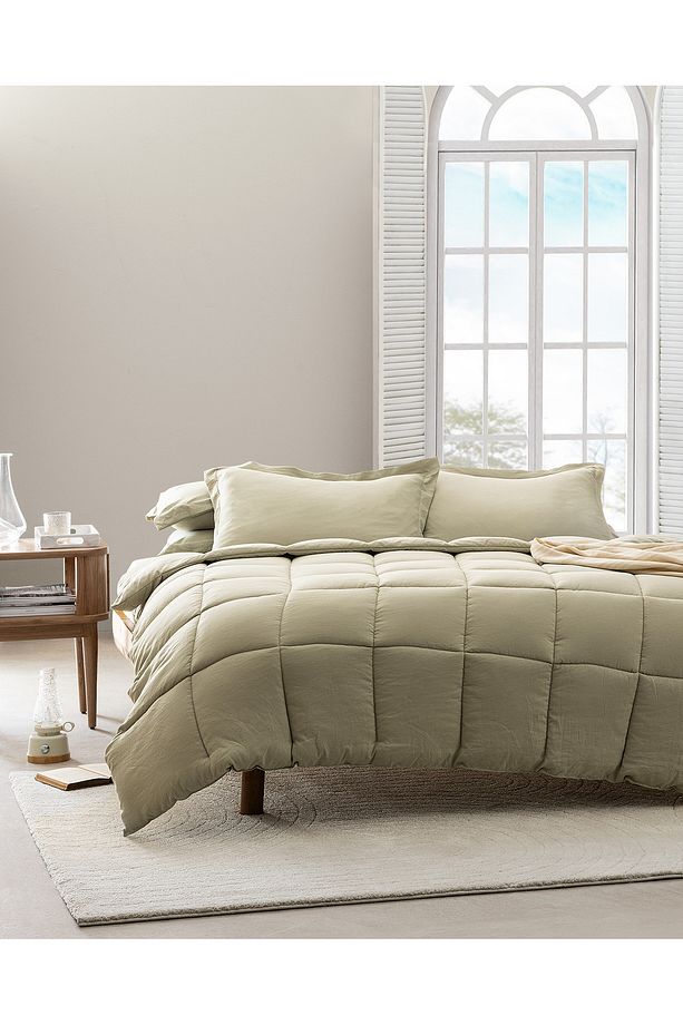 Mona Tek Kişilik Comforter Set - Haki - 1