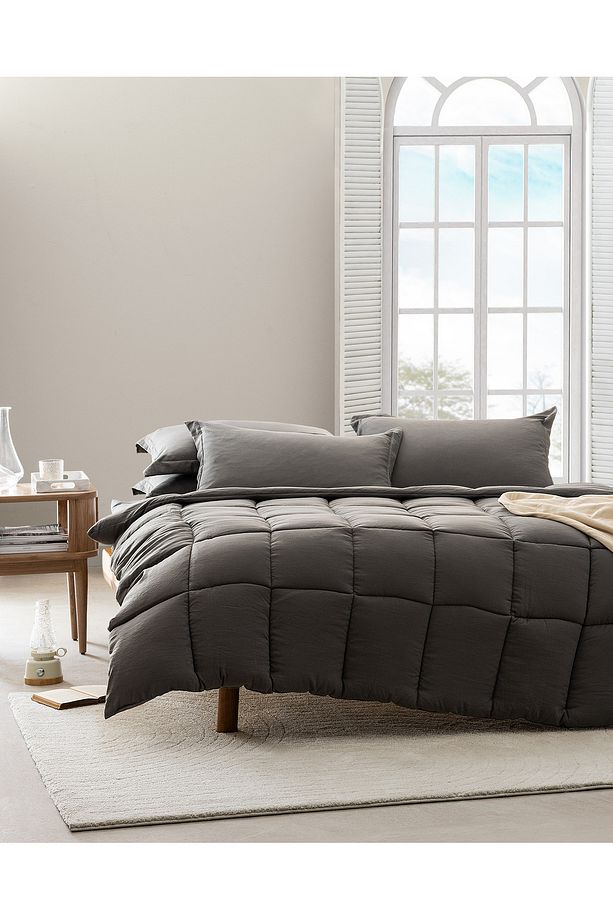 Mona Tek Kişilik Comforter Set - Antrasit - 1
