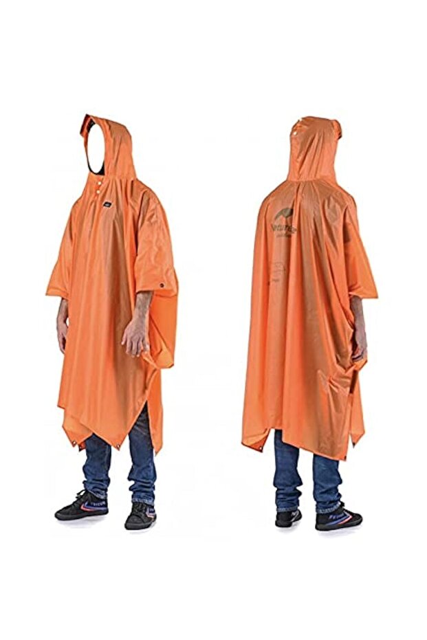 New 3-in-1 Poncho | Orange (20D) | Lightweight | Waterproof & Versatile Outdoor Gear