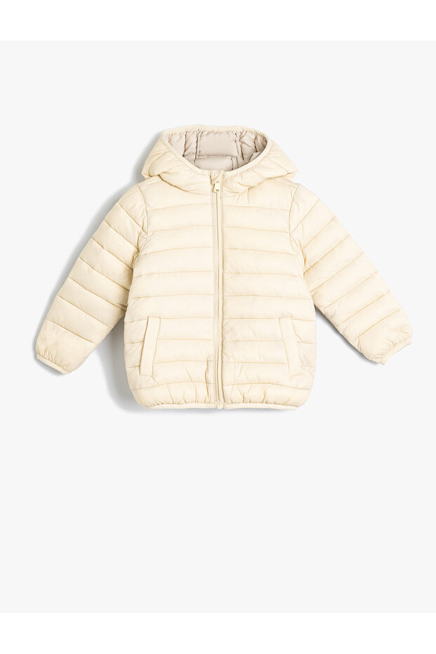 Puffer Jacket Hooded Pocket Zippered