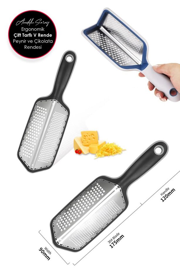 Ergonomik Tasarım Çelik Çift Taraflı Limon Peynir Sarımsak Çikolata Rendesi Çok Amaçlı El Rendesi - 3