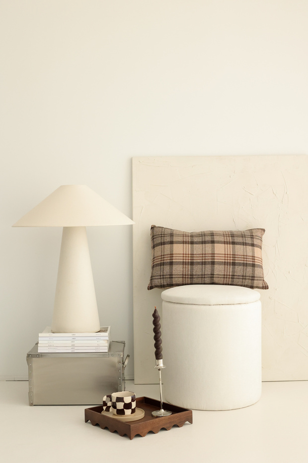 Plaid Coffee Throw Pillow