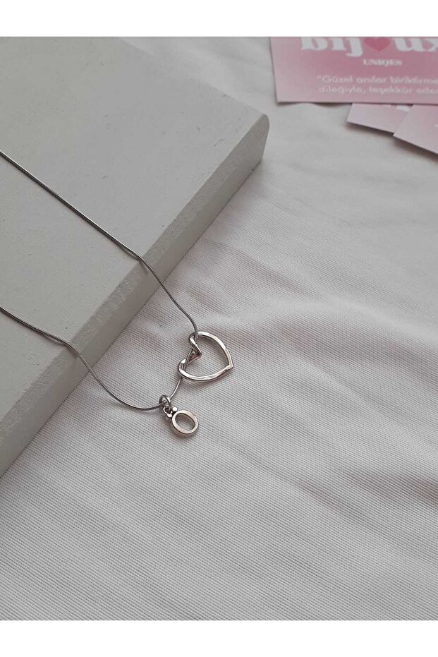 Heart Letter O Steel Necklace
