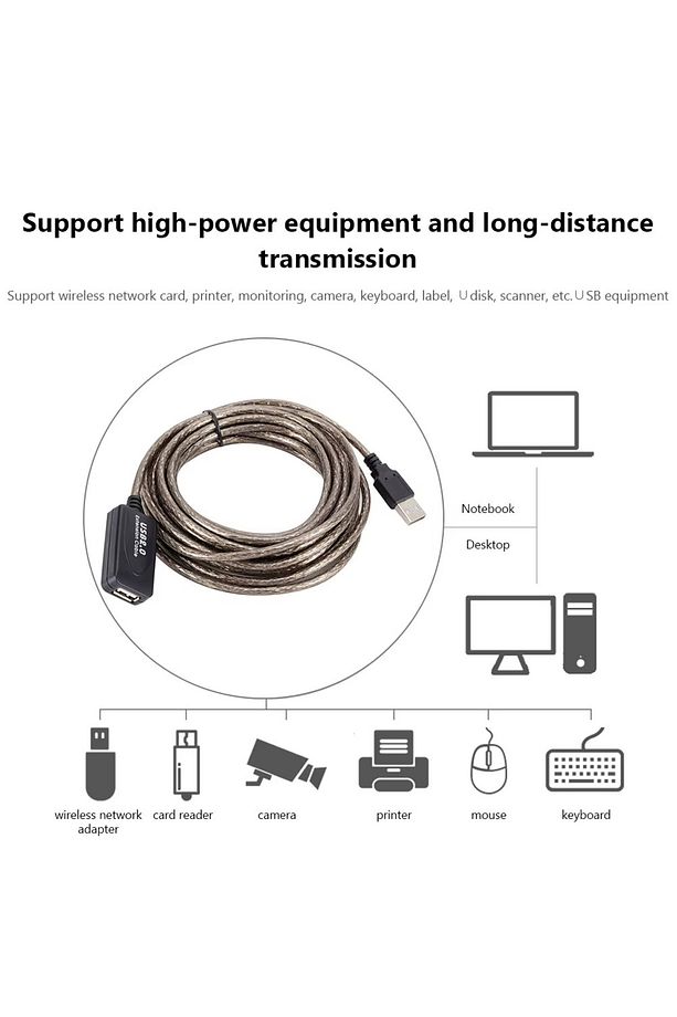 5 Metre 5mt Usb Extension Cabble Usb Uzatma Kablosu Uzatıcı Ara Kablosu Dişi Erkek High Speed Kablo - 6